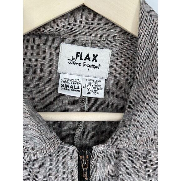 FLAX Jeanne Engelhart Jacket Size Small Zip Front Pockets FLAWED - Picture 2 of 5